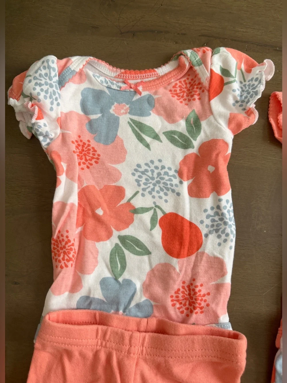 Child of Mine by Carter's Baby Girls 0-3M 4pc Bodysuit Pants Set Floral Pear